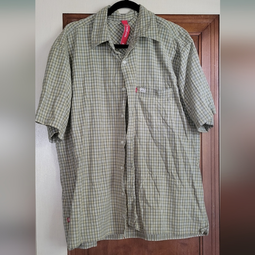 Ecko Unlimited Green Plaid Men's Shirt #4